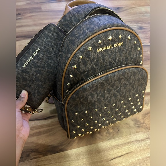 MICHAEL KORS Brown Monogram Backpack - Picture 1 of 8